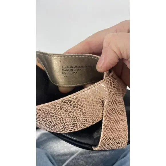 Karen Scott Strappy Sandals Size 10 M Gold Metallic Low Wedge Heel Shoes - Picture 3 of 8